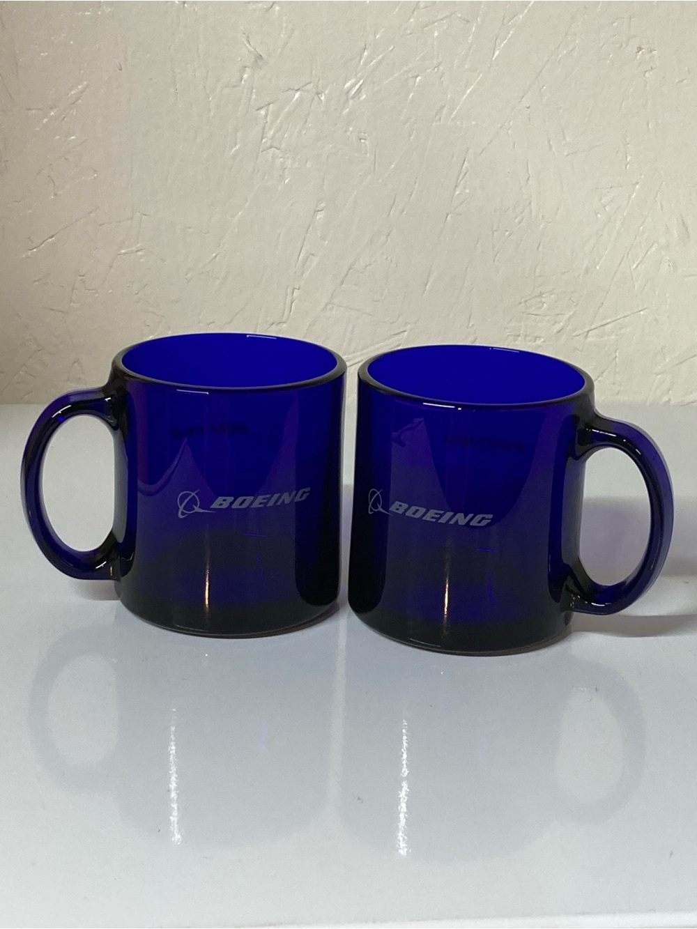 Cobalt Blue Boeing Glass Mug Set - 2 Pack Made in the USA